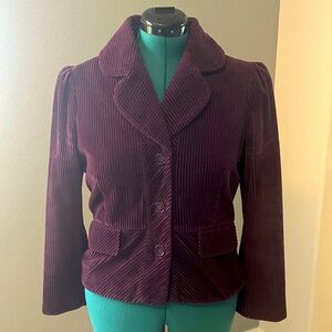 Anthropologie Elevenses Velvety Purple Corduroy Jacket